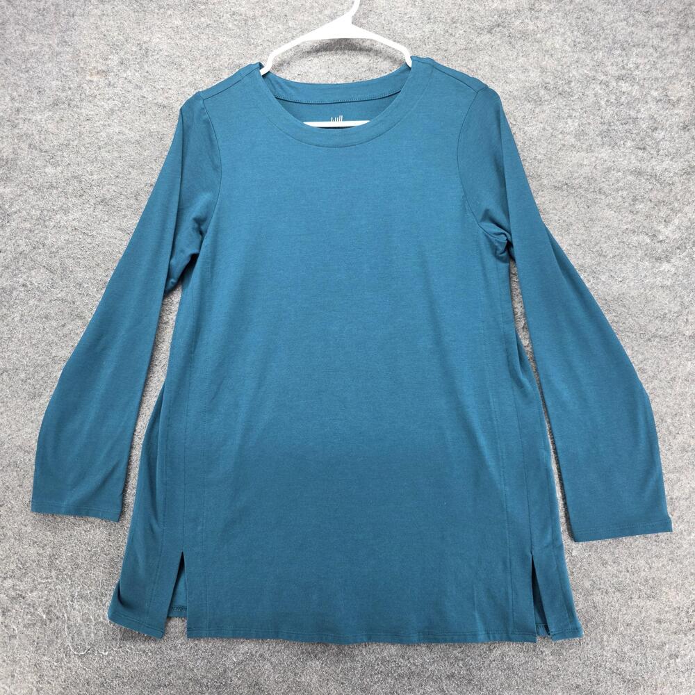 J. Jill T-Shirt Womens S Blue Tunic Crew Neck Long Sleeve Petite Relaxed Fit